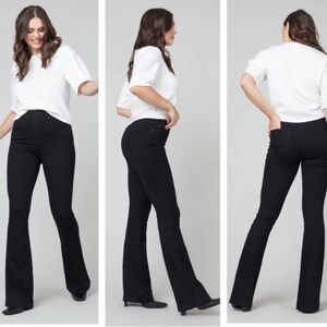 SPANX Flare Jeans clean Black pull on stretch tummy control NEW